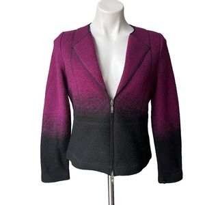 Venario Wool Blend Zip Front Ombré Sweater Cardigan, Sz S